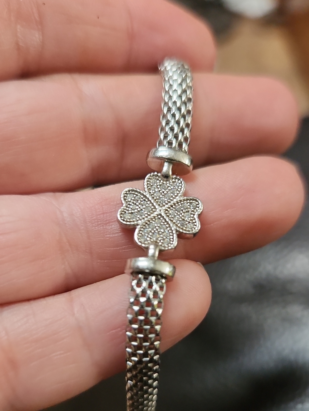 Sterling Silver Four-Leaf Clover Charm Bracelet - Silver 925